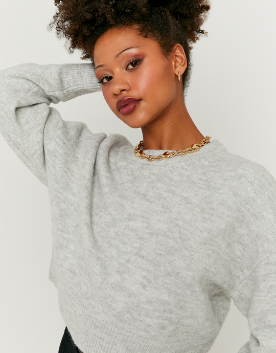 Grey Cropped Basic Jumper | TALLY WEiJL