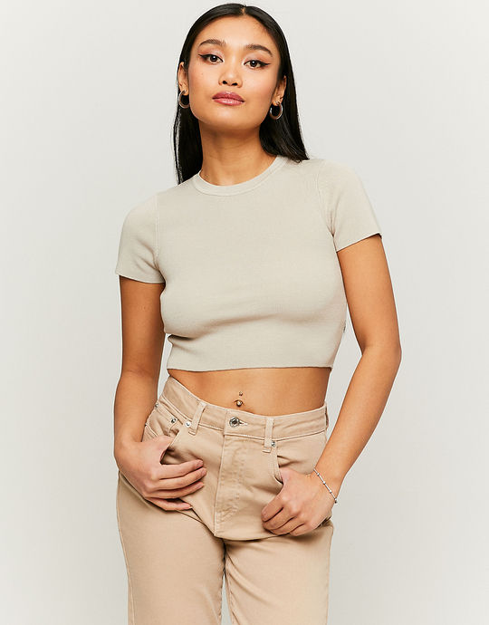Top Court en Maille Beige | TALLY WEiJL