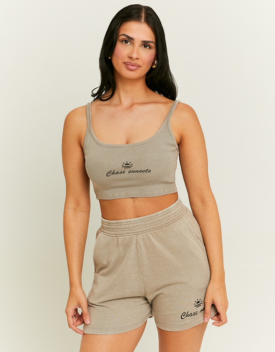 Grey Printed Sweat Shorts | TALLY WEiJL