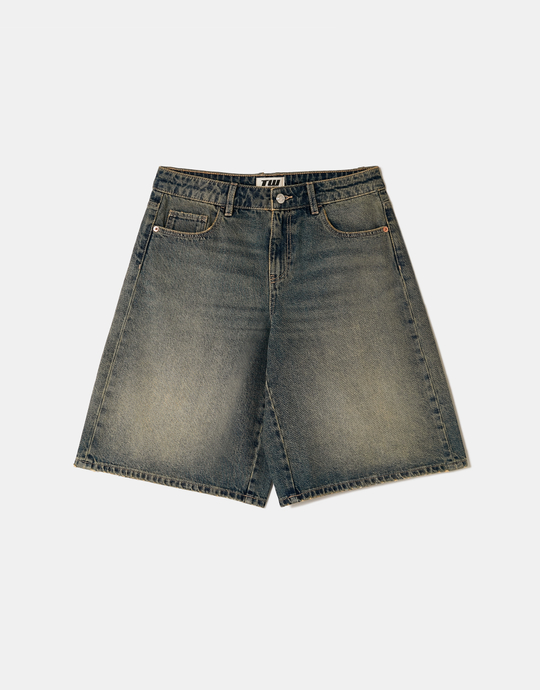 Blaue Mid Waist weite Bermuda Shorts | TALLY WEiJL