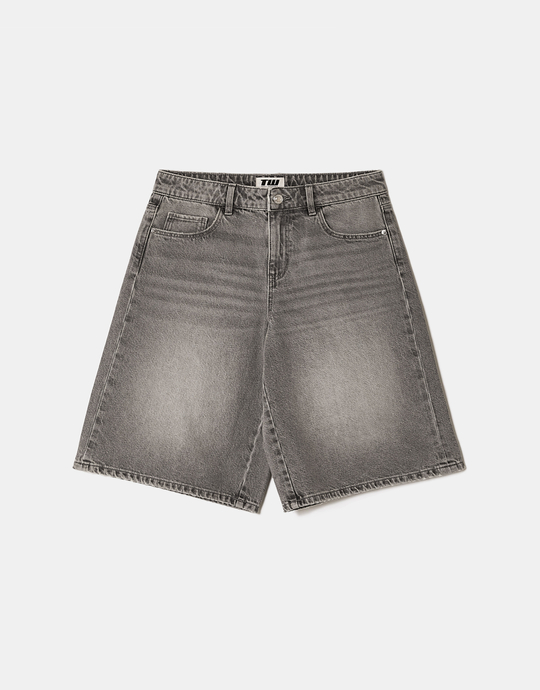 Graue Mid Waist weite Bermuda Shorts | TALLY WEiJL