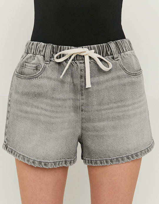 Grey Pull On Denim Shorts | TALLY WEiJL