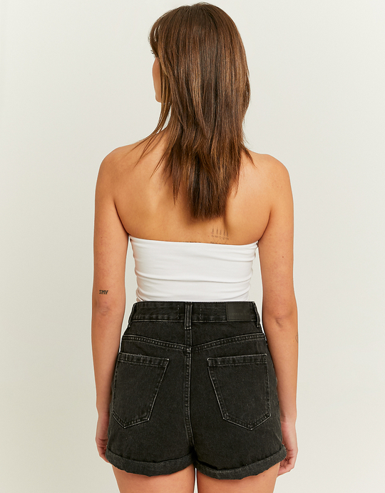 Czarne jeansowe szorty z wysokim stanem - Mom | TALLY WEiJL