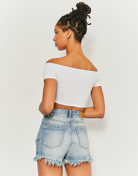 High Waist Ripped Denim Mom Shorts | TALLY WEiJL