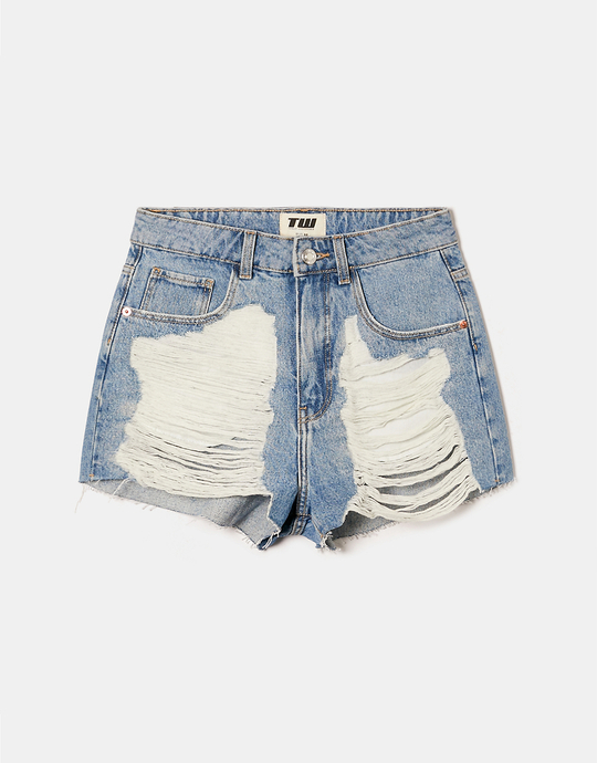 High Waist Destroy Denim Shorts | TALLY WEiJL