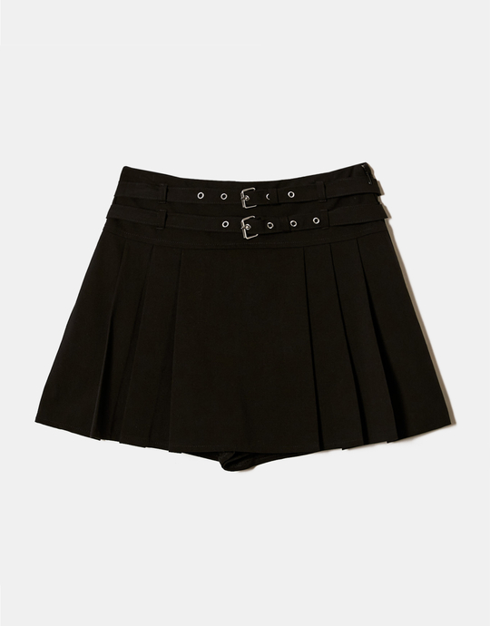 Jupe-Short Noire avec Double Ceinture | TALLY WEiJL