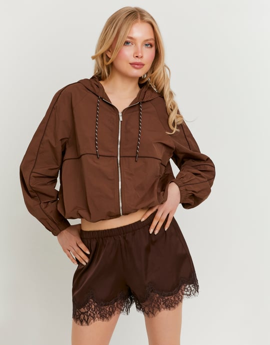 Brązowe szorty z koronką | TALLY WEiJL