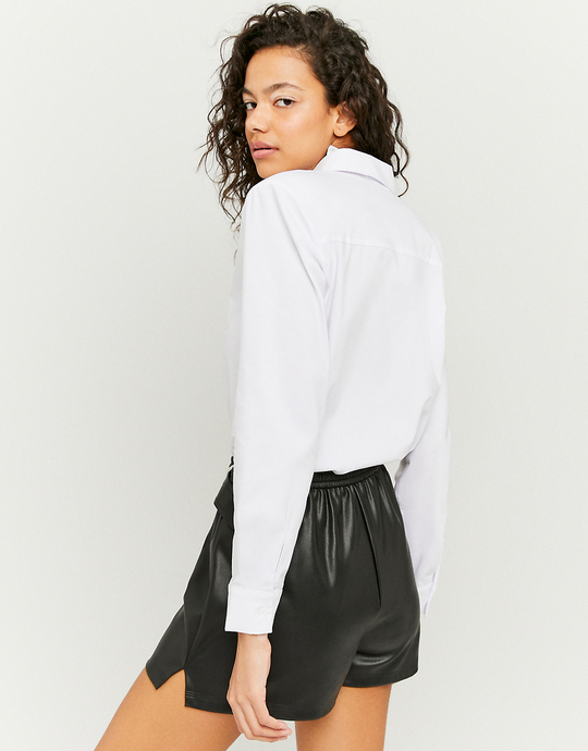 Black Faux Leather Belted Shorts | TALLY WEiJL