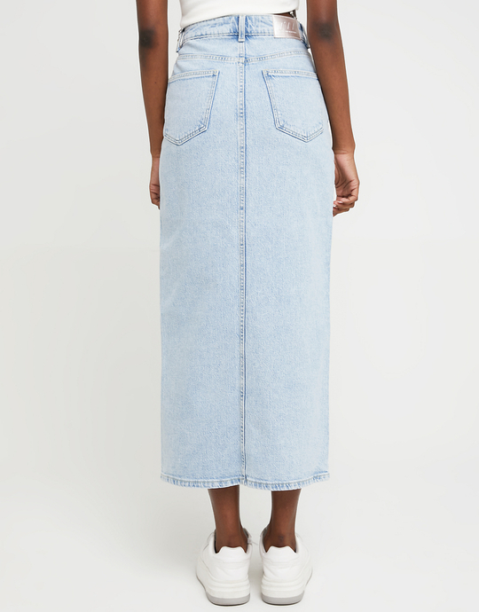 Jupe midi en jean taille haute avec strass | TALLY WEiJL