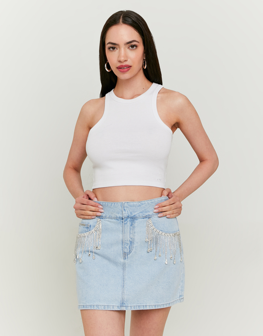 Denim Mini-Rock mit Strass | TALLY WEiJL