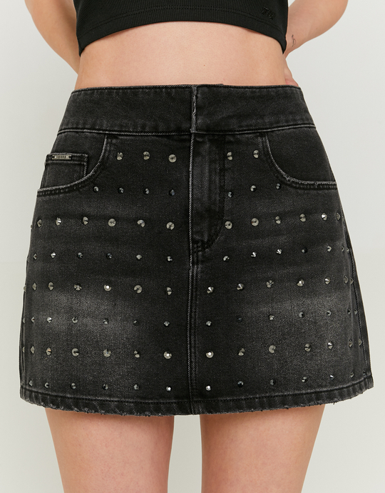 Denim Mini-Rock mit Strass | TALLY WEiJL