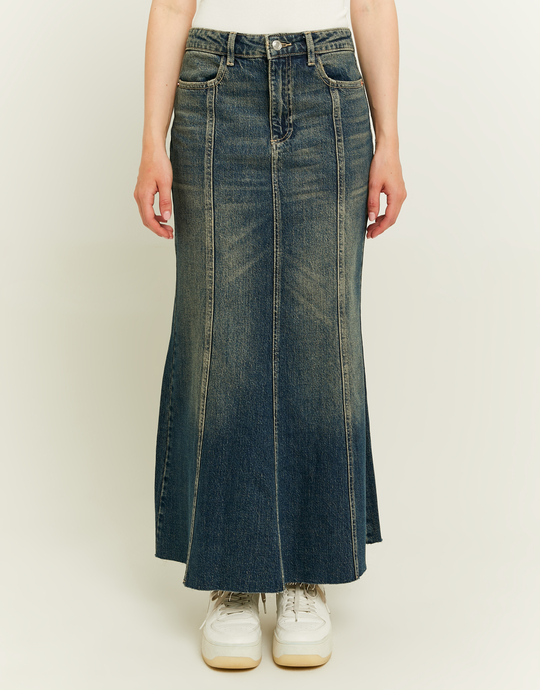 Dark Wash Long Denim Skirt | TALLY WEiJL