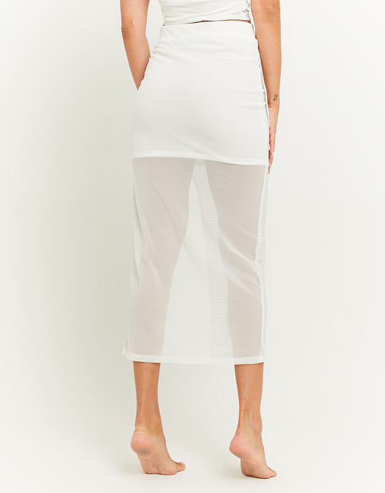 White Mesh Maxi Skirt with Strass | TALLY WEiJL