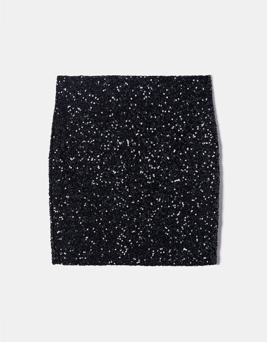 Jupe courte à sequins noire | TALLY WEiJL