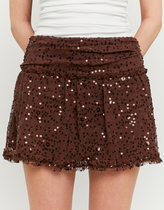 Brauner Pailletten-Minirock | TALLY WEiJL