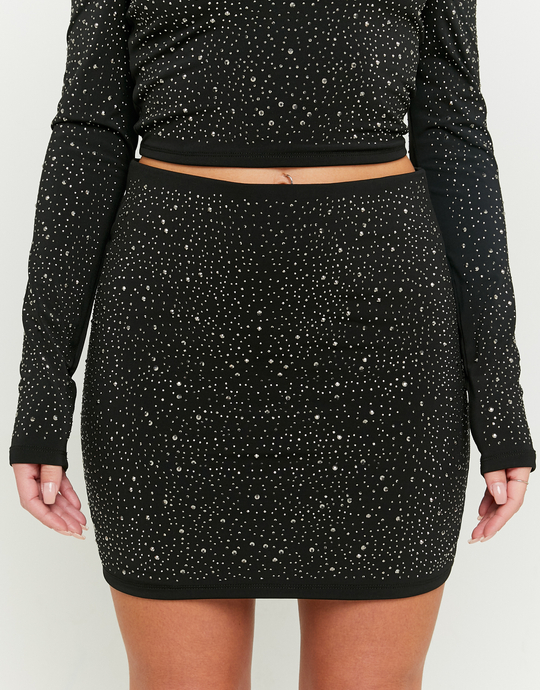 Schwarzer Minirock mit Strass | TALLY WEiJL