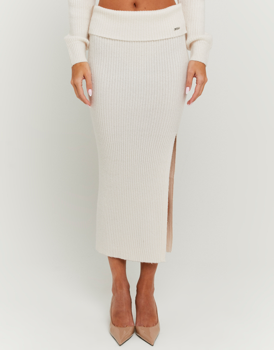 White Long Knit Skirt | TALLY WEiJL