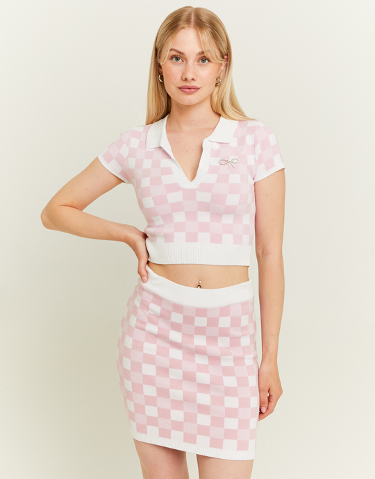 White and Pink Checkered Skirt | TALLY WEiJL