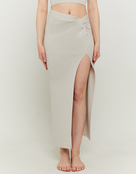 Jupe longue en maille beige | TALLY WEiJL