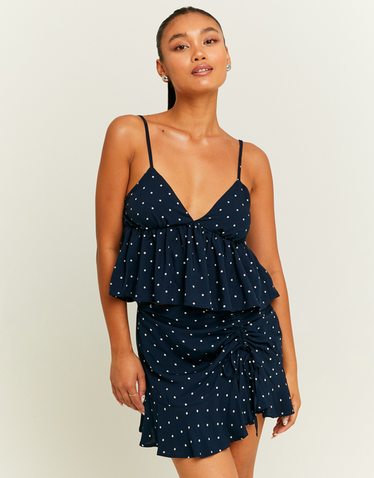 Blue Mini Skirt with White Polka Dot | TALLY WEiJL