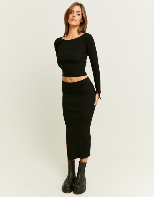 Schwarzer Midi Strick-Rock | TALLY WEiJL