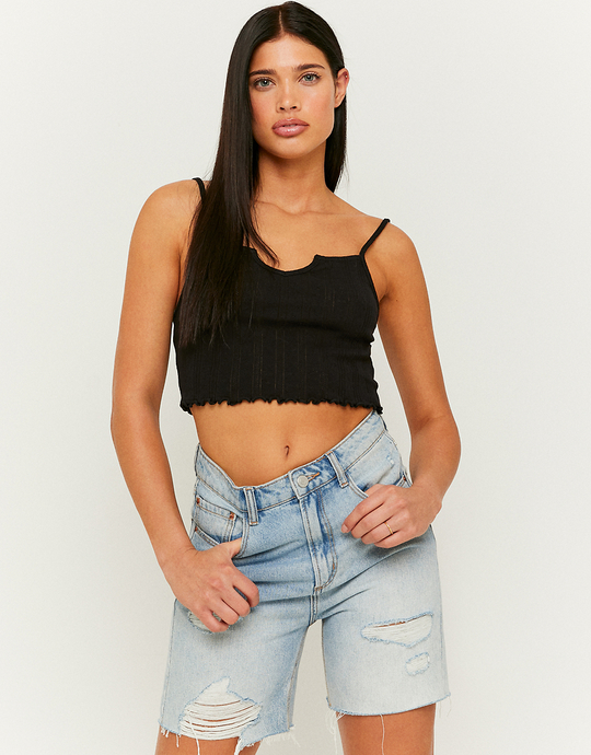 Μαύρο αμάνικο Crop Top | TALLY WEiJL