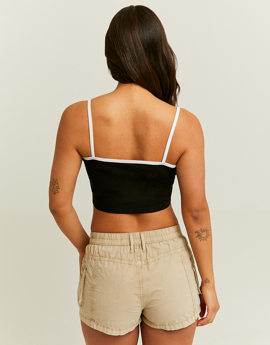 Black Cropped Printed Tank Top | TALLY WEiJL