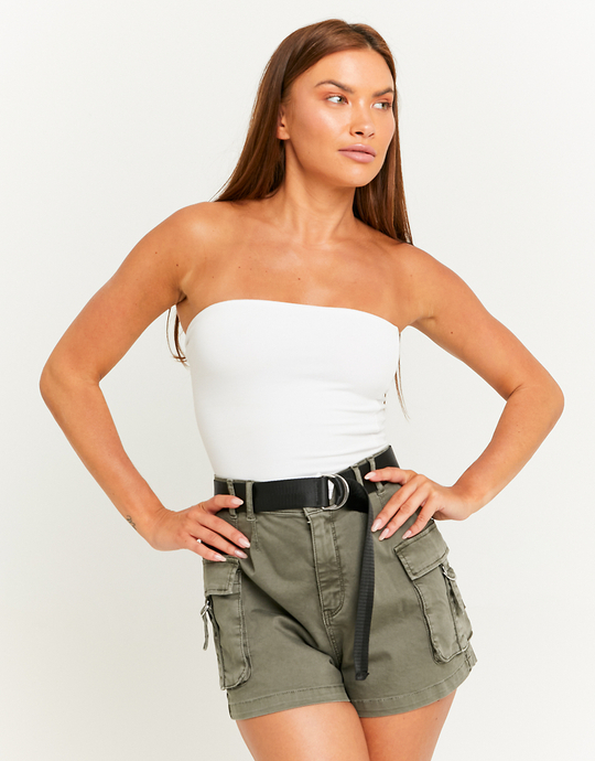 Biały top bandeau z nadrukiem | TALLY WEiJL