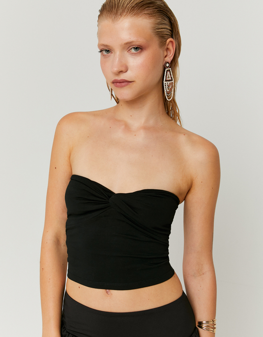 Black Cropped Bandeau Top | TALLY WEiJL