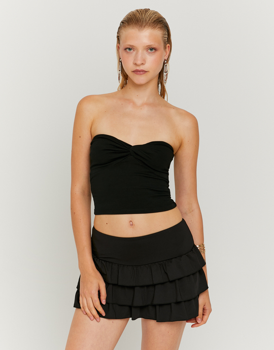 Black Cropped Bandeau Top | TALLY WEiJL