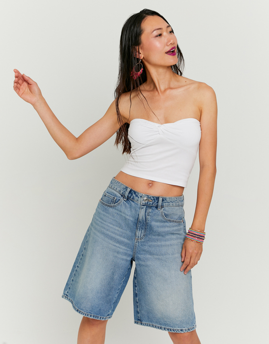 White Cropped Bandeau Top | TALLY WEiJL