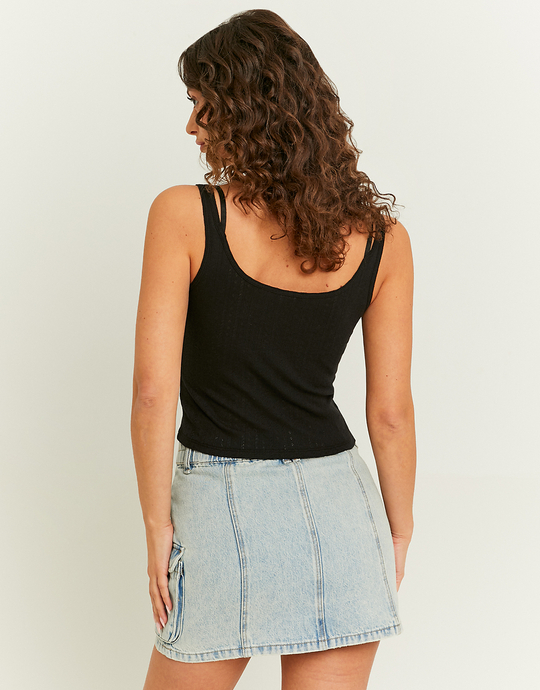 Schwarzes Basic Tank Top mit Lace Insert | TALLY WEiJL