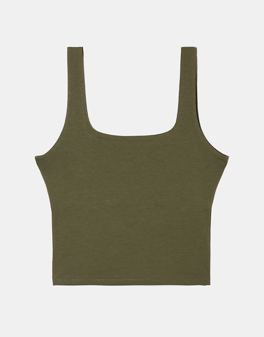 Khaki Basic Tank Top | TALLY WEiJL