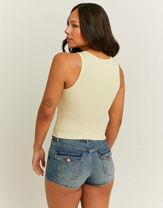 Yellow Cropped Printed Tank Top | TALLY WEiJL