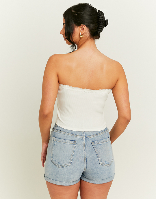 Lace Trim White Bandeau Top | TALLY WEiJL
