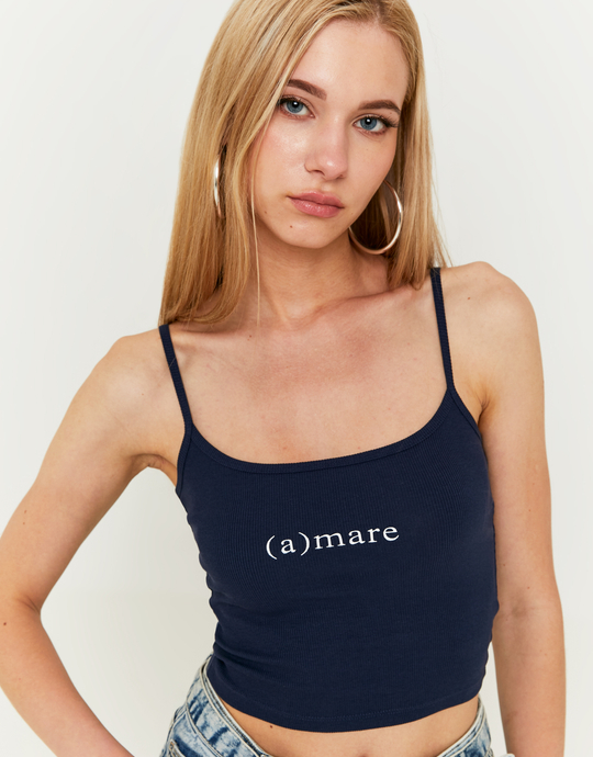 Blaues Tank Top mit Print | TALLY WEiJL