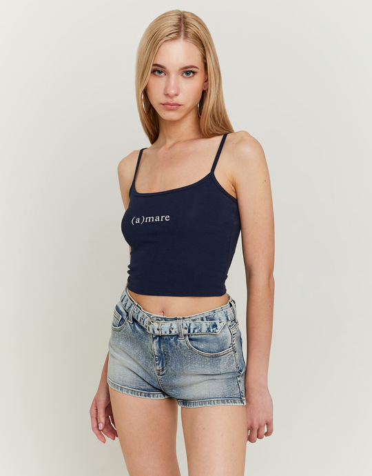 Blaues Tank Top mit Print | TALLY WEiJL