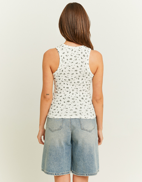 Débardeur Blanc Basique avec Imprimé Floral | TALLY WEiJL
