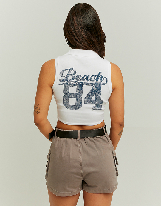 Top Blanc Imprimé Col V | TALLY WEiJL