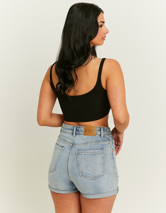 Black Cropped Printed Tank Top | TALLY WEiJL