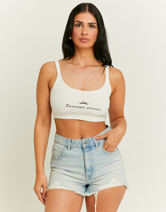 Yellow Cropped Printed Tank Top | TALLY WEiJL