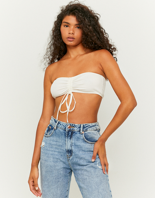 Top Bandeau Arricciato Bianco | TALLY WEiJL
