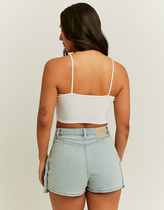 Front Lace Up Detail White Tank Top | TALLY WEiJL