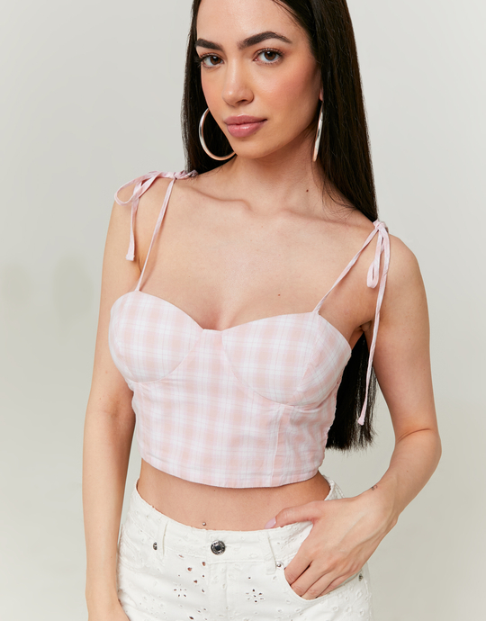 Crop Top Rose Imprimé Vichy | TALLY WEiJL