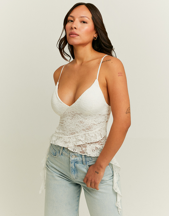 Weisses Ruffled Lace Tank Top | TALLY WEiJL