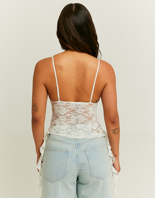 Weisses Ruffled Lace Tank Top | TALLY WEiJL