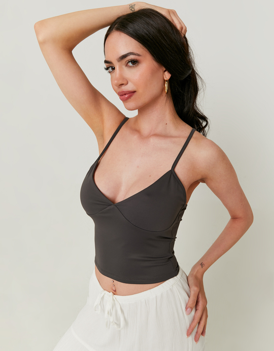 Grey Basic Tank Top | TALLY WEiJL