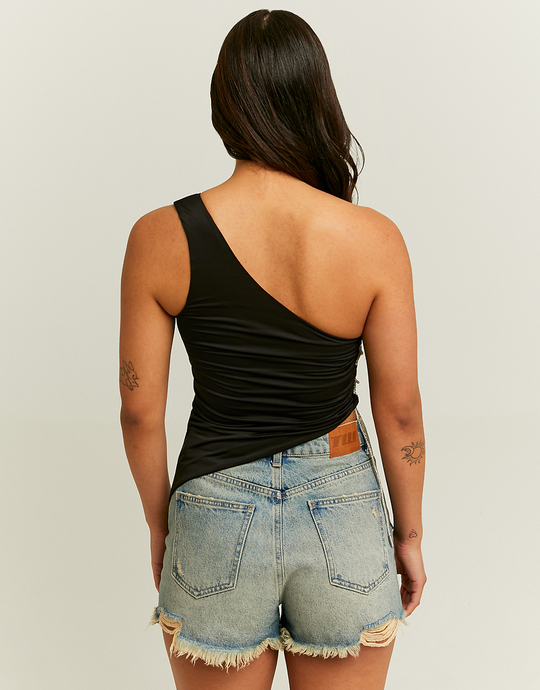 Black Asymmetric Top with Strass Detail | TALLY WEiJL