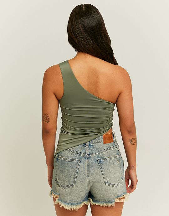 Khaki Asymmetrisches Top mit Strass Detail | TALLY WEiJL