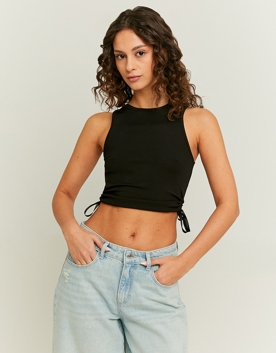 Schwarzes Cropped Top mit Seiten Cut Outs | TALLY WEiJL